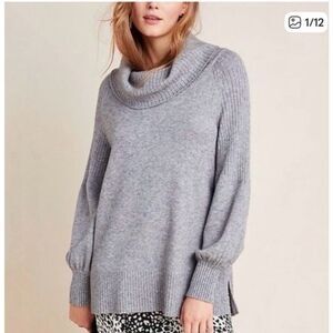 Anthropologie Paloma Balloon Sleeve Cowl Neck Sweater Gray Size Large